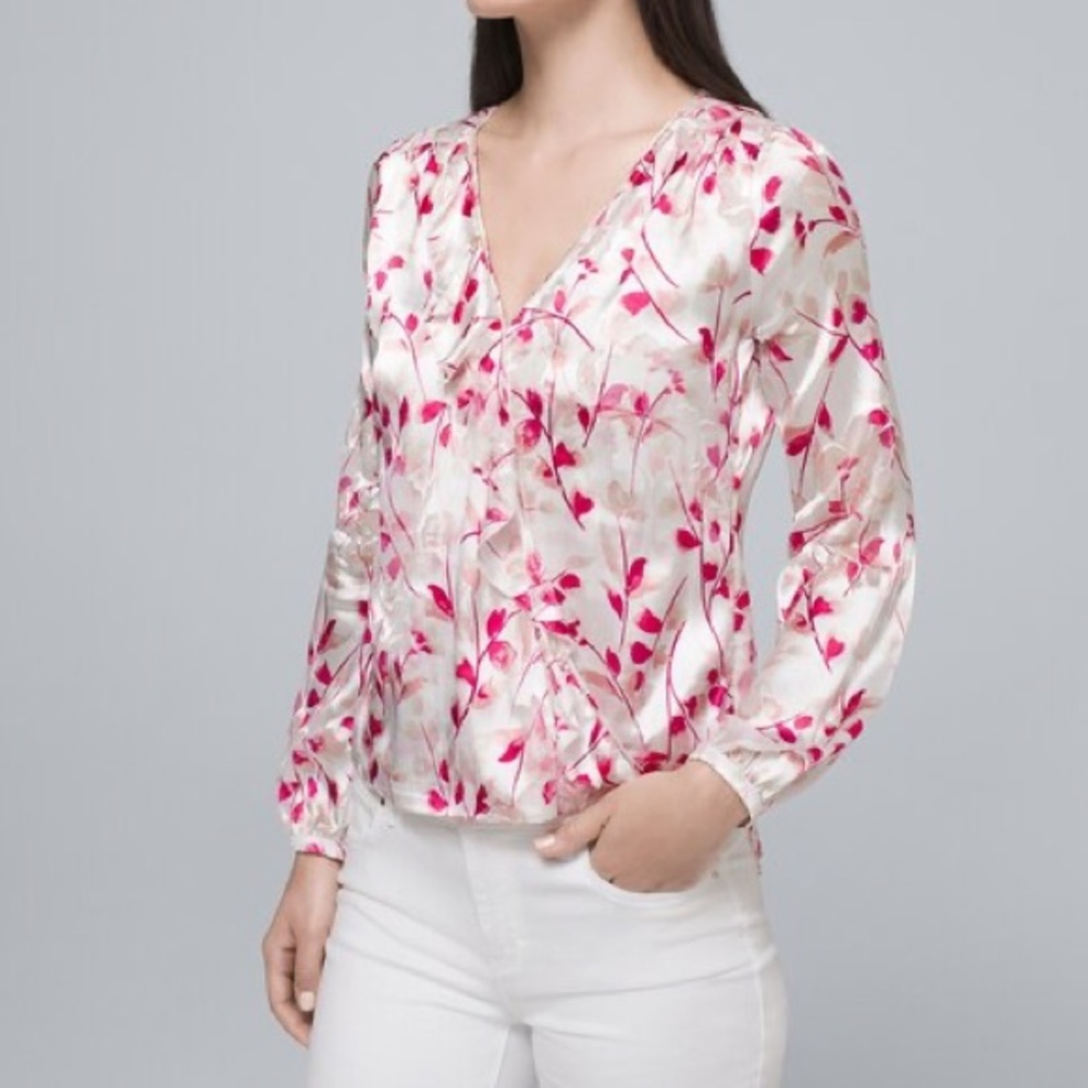 NEW WHBM Silk Floral Blouse